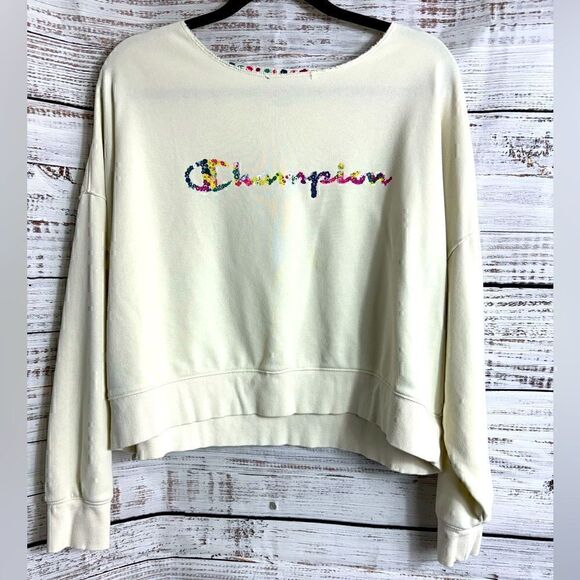 Champion Sweatshirt womens large french terry logo oversized camps athleisure - Picture 2 of 12